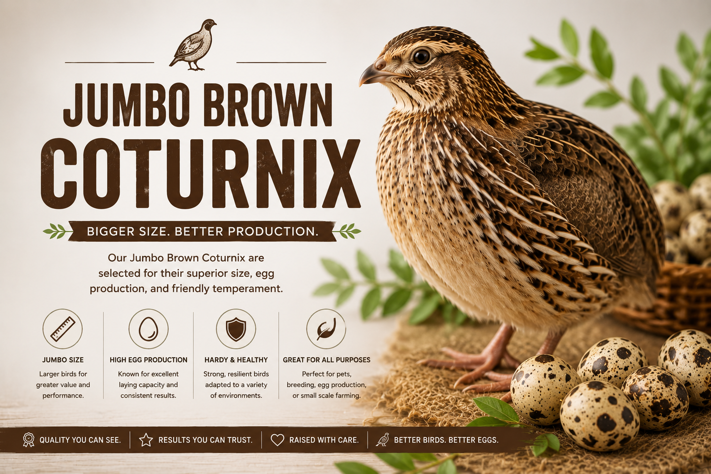 Jumbo Brown Coturnix Quail