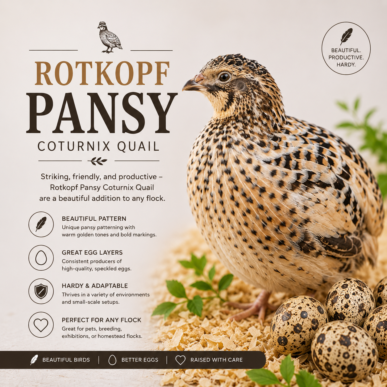 Rotkopf Pansy Coturnix Quail