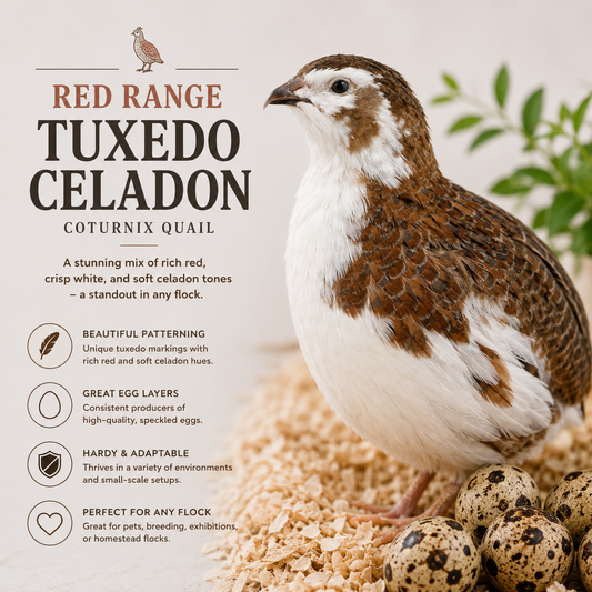 Red Range Tuxedo Celadon Coturnix Hatching Eggs